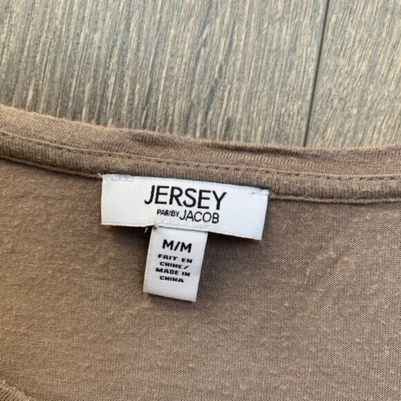 Jacob Women's Top Jersey Draped Neck Y2k 2000s 90s Taupe beige Size Medium - Picture 7 of 13